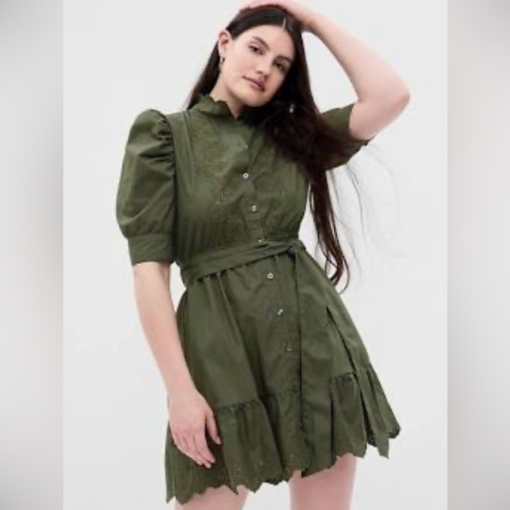 NWT Gap Puff Sleeve Embroidered Eyelet Mini Dress